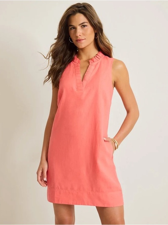 Tommy Bahama Dresses & Skirts - Tommy Bahama Linen Sleeveless Coral Shift Dress Summer Vacation Classic